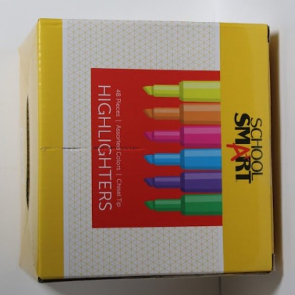 School Smart Tank Style Highlighters, Chisel Tip, Assorted Colors, Pack of 48 - Picture 1 of 2